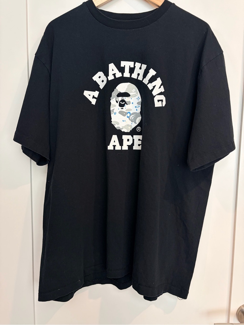 BAPE A Bathing Ape Camo College Logo Tee Black 2XL